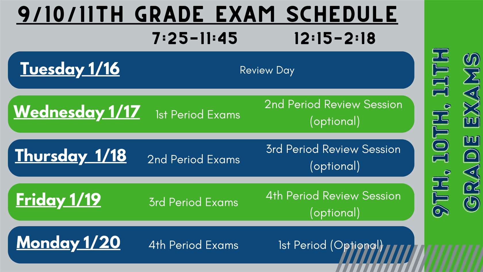 Calendar and Bell Schedules / Exam Schedules